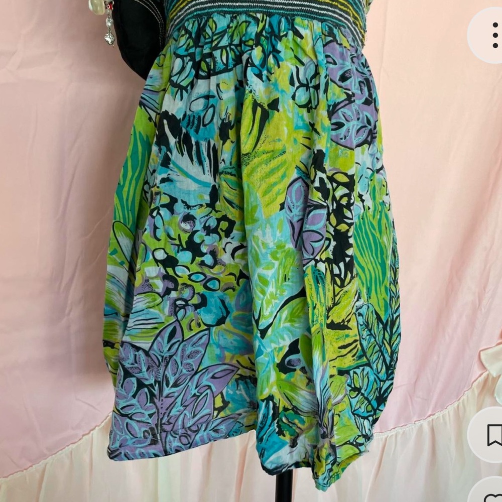 Asymmetrical Green and Blue Dress